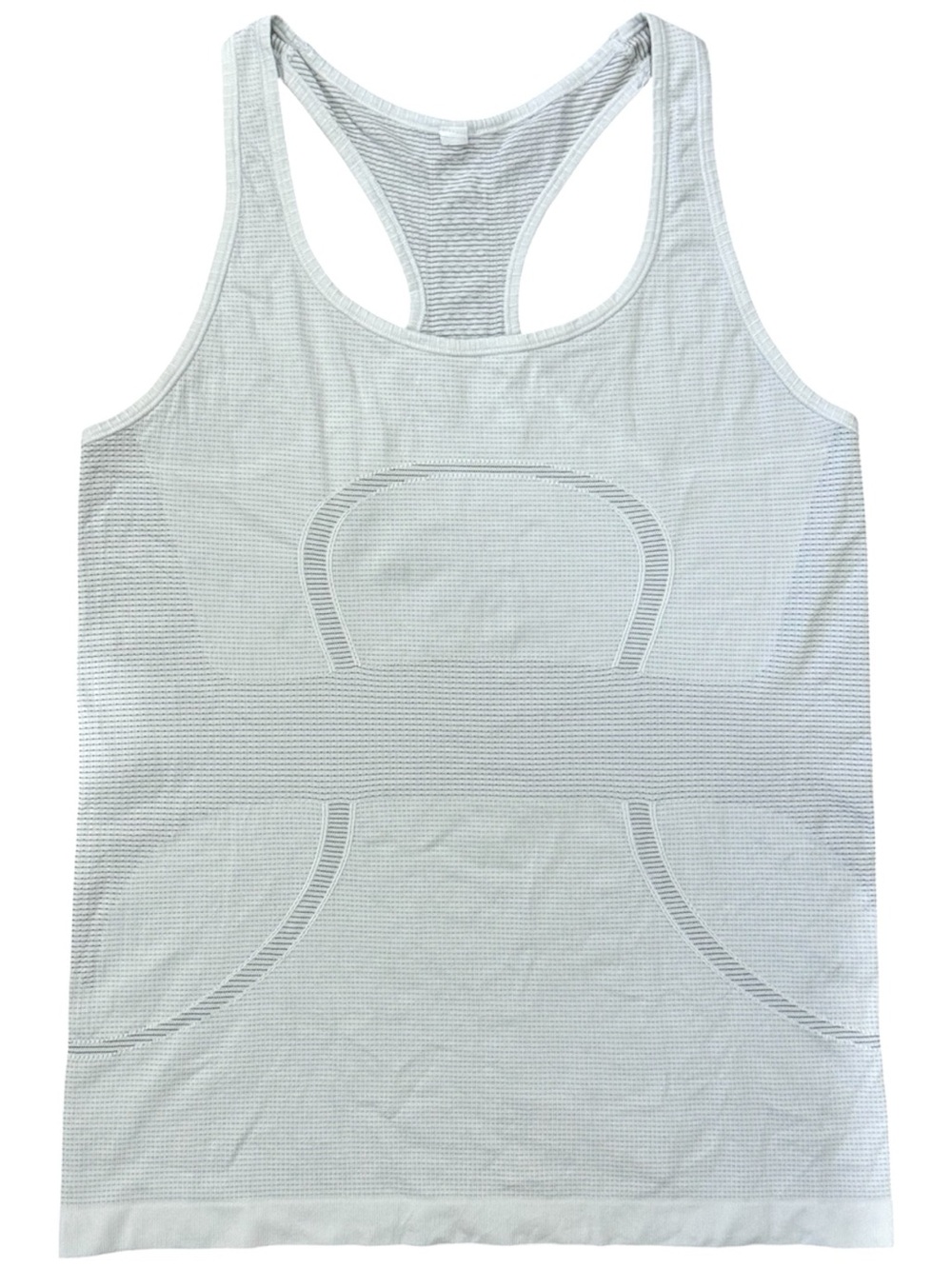 Lululemon Swiftly Tech Racerback Tank Top Womens 8 Grey White Stripe Athletic